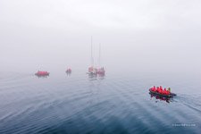 Yachts and motor boats in the Arctic Ocean