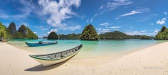 Boats at Wayag islands, Raja Ampat, Indonesia