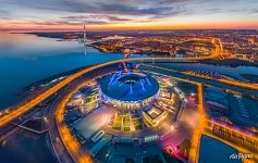 Saint-Petersburg Stadium at night