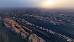 Aerial view on yardangs