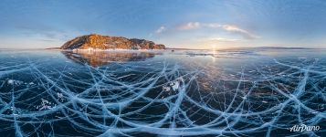 Russia, Panorama of Baikal lake in winter