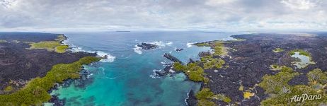 Above the southern coast of Isabela Island