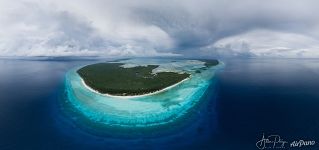 Aldabra atoll, incoming clouds of a tropical depression system North of Madagascar