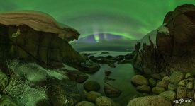 Northern lights. Barents Sea Coast, Russia