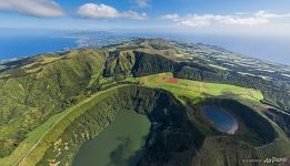 Lakes in the crater of a dormant volcano