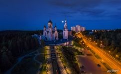 Temple complex at night