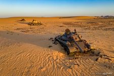 Soviet tanks in the sands of the Sahara