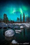 Aurora over the river with marshmallows