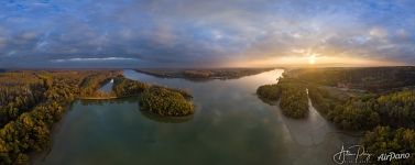 Danube in golden light of the setting sun